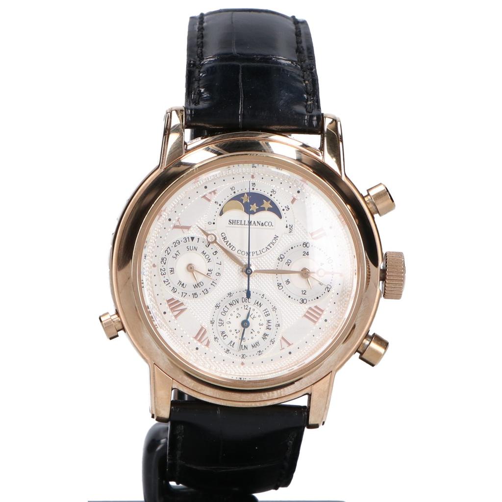 Shellman Stainless Steel 6771-T011179 Grand Complication Chronograph Quartz Crocodile Watches Gold / Silver / BlackUsed