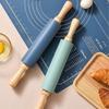 Non-Stick Silicone Rolling Pin Kitchen Wooden Handles for Baking Handle Rolling Pin Dumpling SkinPressing Flour Stick BakingTool