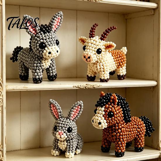 Beading Kit For Beginners Tiny 3D Beaded Animal Kit, Cute DIY with Colorful Beads and Easy Instructions, 4 Designs Handmade Jewelry Art Craft