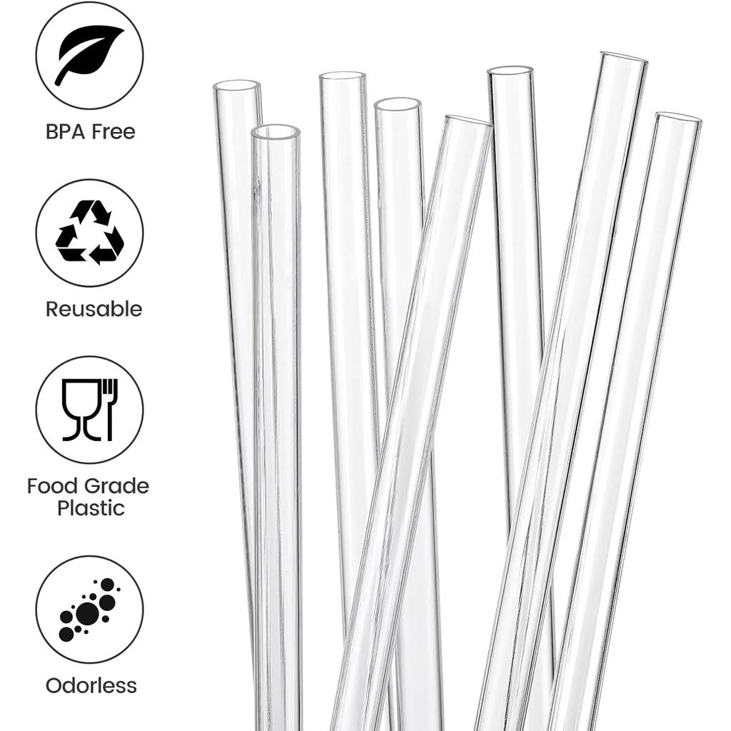 Replacement Straws for 40 oz Cup Tumbler, 12 Pack Clear Reusable Plastic Straws, 2 Straw Brushes,for Cup