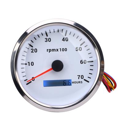 110mm 438in Drehzahlmesser 7 Farben Hintergrundbeleuchtung DC 932V 7000RPM Messgerät mit Betriebsstundenzähler für Auto Yacht Wohnmobil