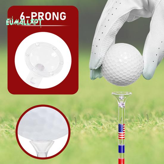20 Pezzi Tee da Golf Infrangibili - Riduce l'Attrito, 83mm, Plastica, Stampa Bandiera Nazionale Americana, Trasparente
