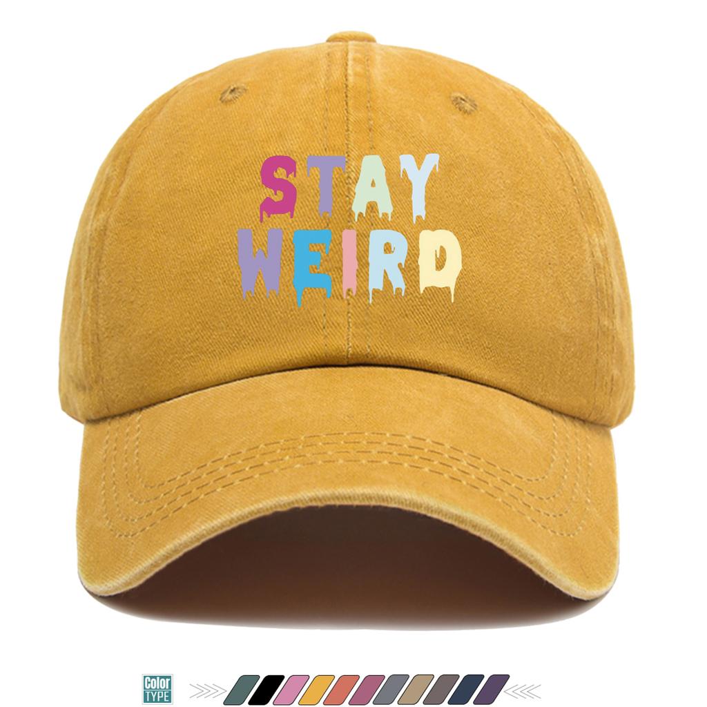 Pc Pcs STAY WEIRD Graffiti Duckbill Cap Adjustable Snapback Baseball Hat with STAY WEIRD Print Lightweight Breathable S