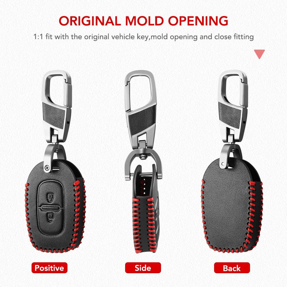 2-Tasten-Leder-Auto-Fernschlüssel-Abdeckung für Renault Kwid Traffic Symbol Dacia Sandero Logan Duster 2016 2017 2018 Shell