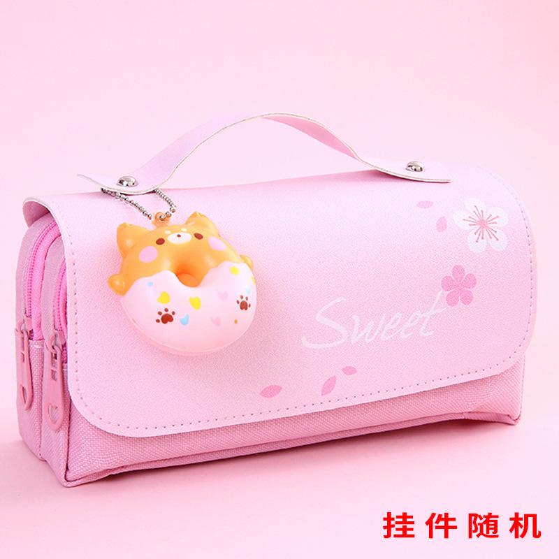 Stationery box pencil bag, primary school girl's simple large capacity, super cute girl's heart, decompression pencil case bag
