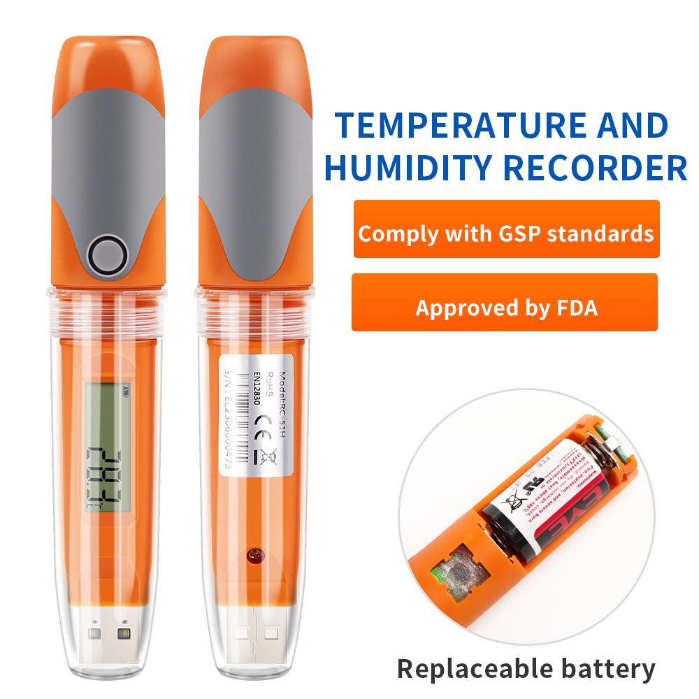 USB Temperatur-Feuchte-Datenlogger mit 32000 Aufzeichnungspunkten Große Kapazität Wiederverwendbarer RH TEMP Detektor Elitech RC-51H