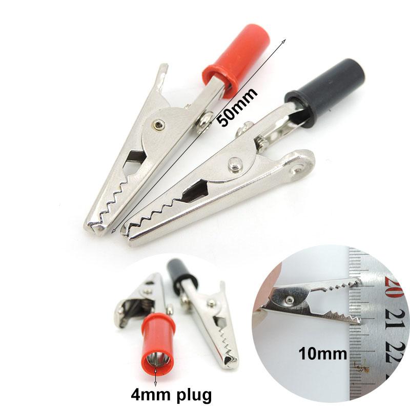 5A 50mm Czerwony Czarny Metalowy elektryczny Krokodylkowy Krokodylkowy zacisk Klipsy Rękojeść Sonda Przewód testowy Gniazdo Złącze 4mm banan wtyk baterii