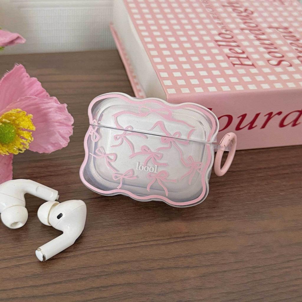 Pink bow for Apple AirPods 1 generation Bluetooth headset cover 1/1/pro1/1st generation wave headset case