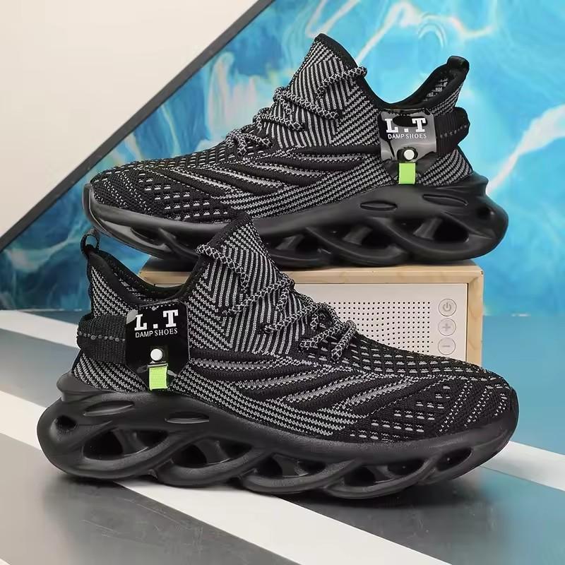 Chaussures de Jogging de Sport pour Hommes Chaussures en Mesh Respirantes Légères d'Extérieur Nouvelles Confortables Noires Décontractées Sneakers de Gymnastique de Course pour Hommes