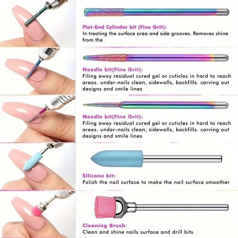 A03F-Nail Drill Bit Set  Nail Drill Bit Set For Acrylic Gel Nails And Cuticles