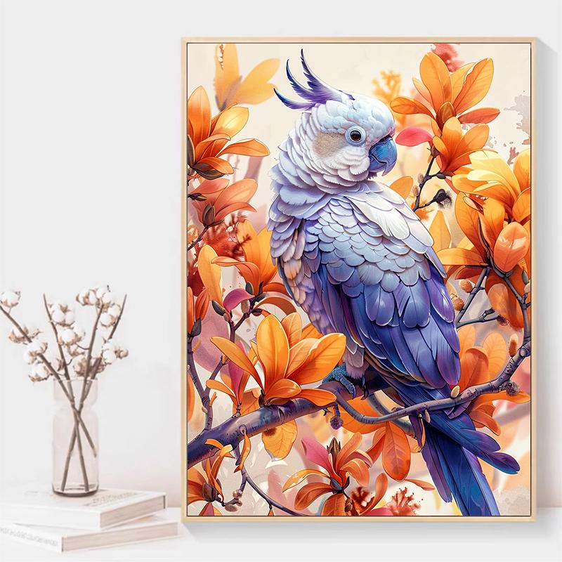 5d DIY Diamond Painting Cross Stitch Purple Parrot Diamond Embroidery Animal Mosaic Full Round Drill Home Decor