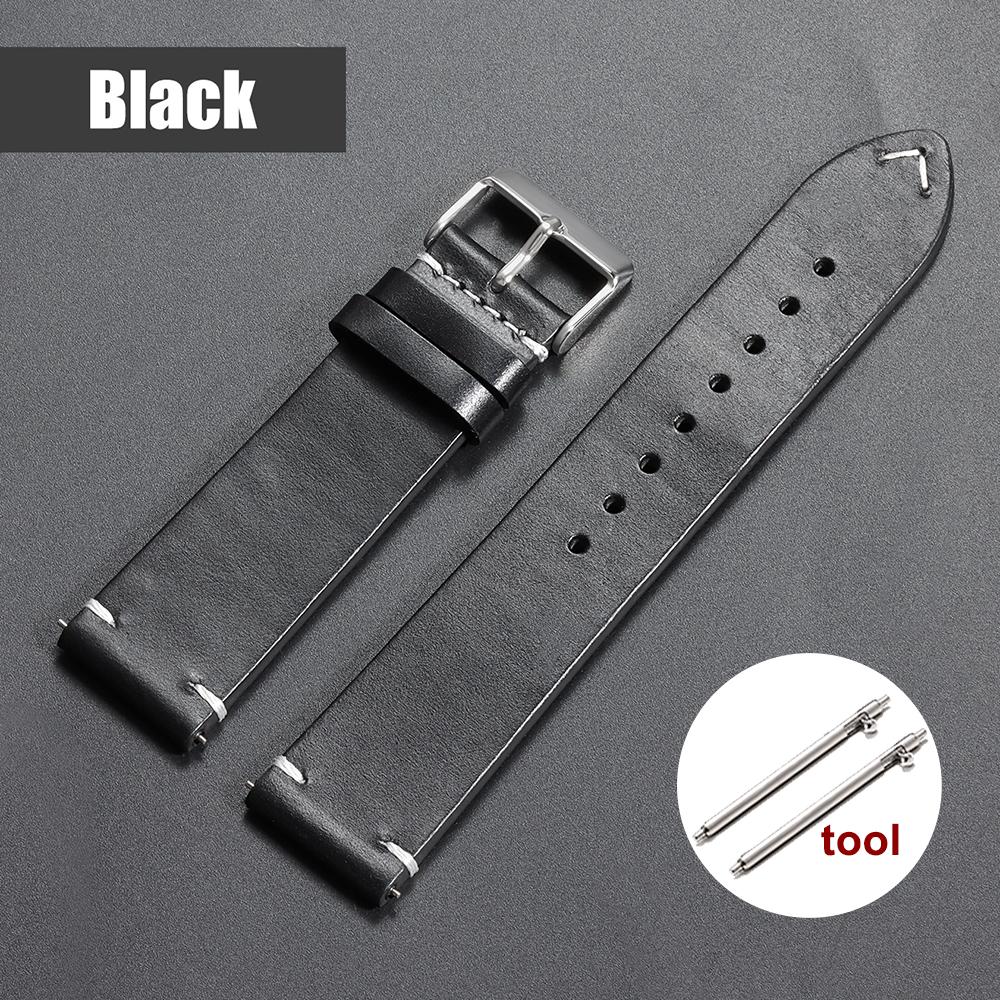 Vintage Oil Wax Leather Watchband 18mm 20mm 22mm 19mm 21mm 24mm Wristband Stitching Cowhide Strap for Omega for Seiko Watch Band