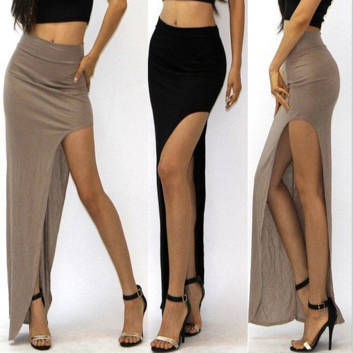 High Waist Sexy Multicolor Side Slit Bodycon Dress