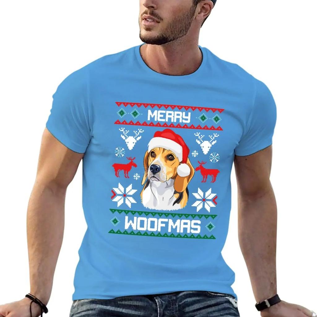 Beagle Merry Woofmas Christmas Dog Gift T-Shirt summer clothes summer tops anime clothes t shirts