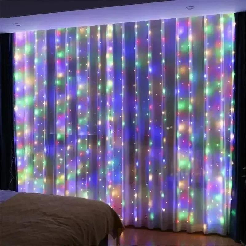 Curtain Garland Led String Lights Festival Christmas Decoration 8 Mode Usb Holiday Light For Bedroom Home Outdoor