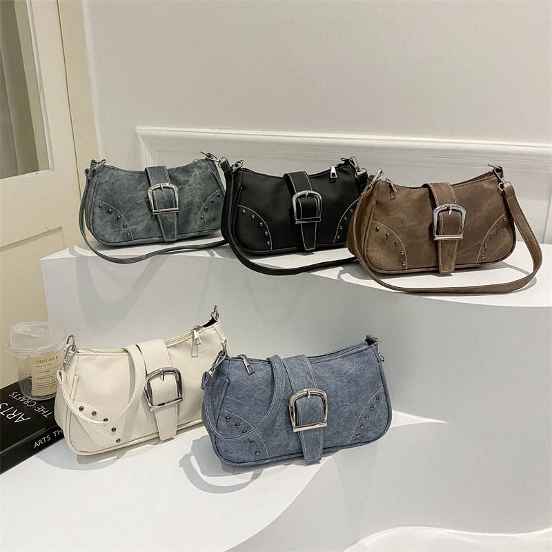 Wholesale New Fashion Rivet Stitching Shoulder Bag Women 2023 Street Trendy Pu Small Armpit Bag