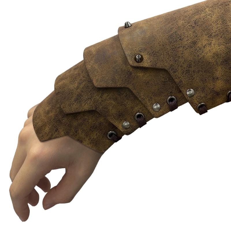 4-lagige Ritter-Handschuhe Mittelalterliche Armschienen Renaissance-Kostüm PU-Armschienen
