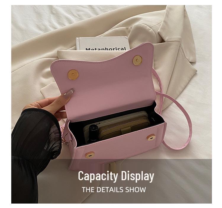 Retro Solid Color Crossbody Bag - Fashionable Simple Design, Commuting Shoulder Handbag, Small Square Shape