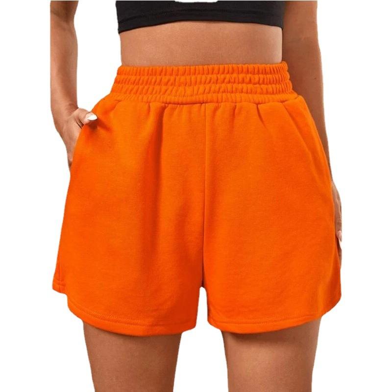 Elastic Waist Loose Wide Leg Solid Color Casual Sports Women's Shorts