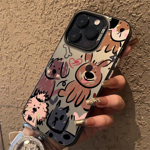 Colorful Silvery Graffiti Dog For 16 15 Cases iPhone 14 13 12 11 Pro Max Cover Funda Case Bumber