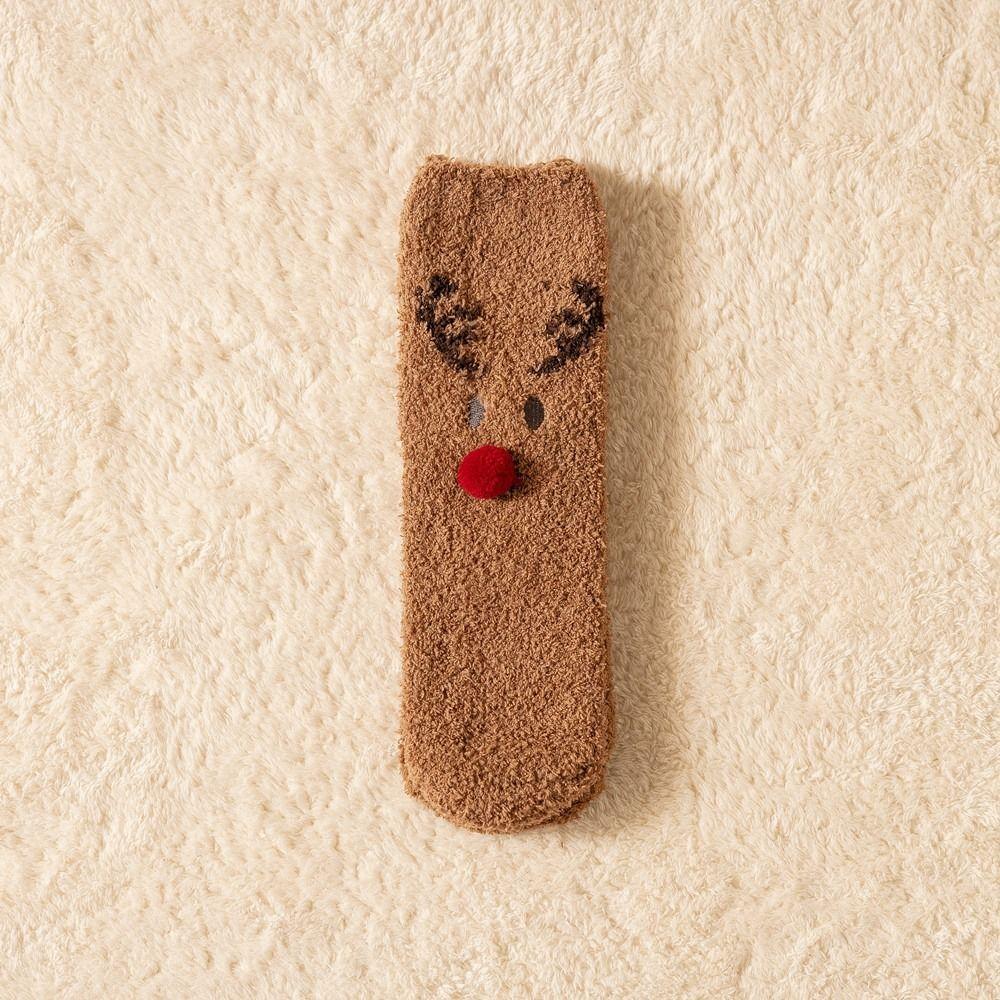 

Клаус Снеговик Рождественская шапка Гольфы средней длины Рождественские носки Носки из кораллового вельвета Женский трикотаж R