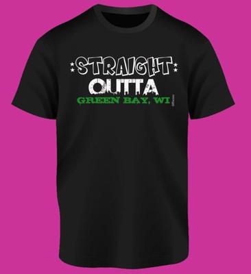 Straight Outta Green Bay Wisconsin Cotton Shirt Black History Month Represent Mothers Day Fathers Day Gifts Juneteenth