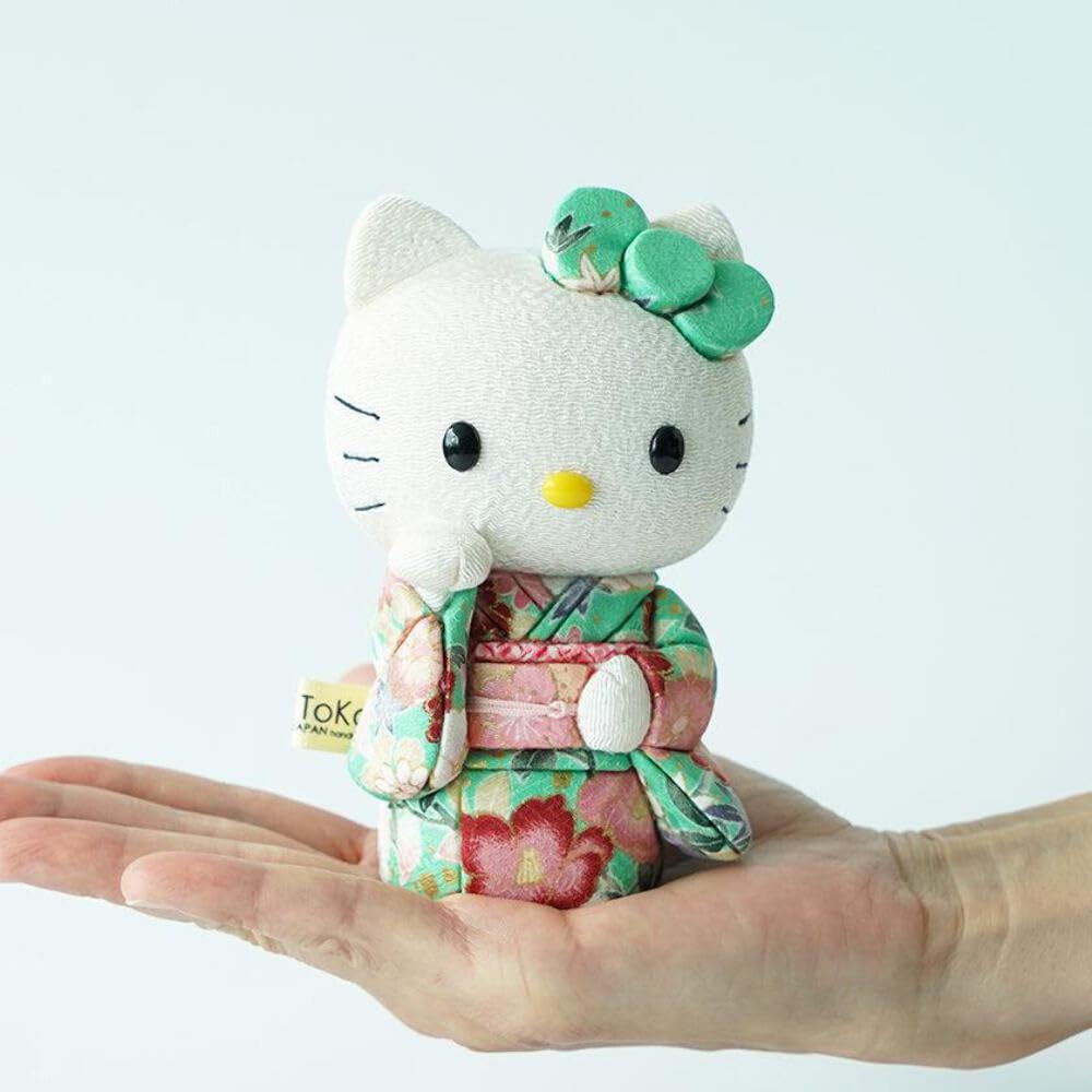 Hello Kitty Hello Hello Toko Wooden Beckoning Kakinuma Doll (standing) [Green] Kitty, Kitty, Kitty, Doll, Kakinuma, Doll, Cat,