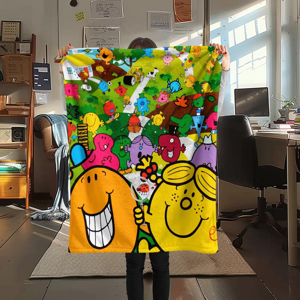 Mr. Men Little Miss  Print Flannel Blanket, High Quality Comfortable for All Seasons, Home Decor, Warmth and Comfort