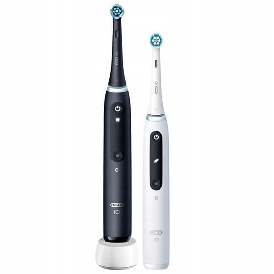 Brosse à dents électrique - Oral-B - iO Series 5 - Pack de 2 noir et blanc - Technologie magnétique silencieuse