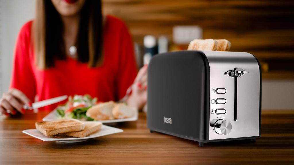 Teesa 850W Toaster 2 Toasts 6 Settings Tray