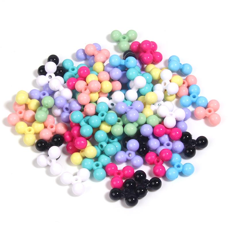 

50-Pack Acrylic Cartoon Three-Pronged Beads for DIY Bracelets & Pendants Random Mixed Colors, 50 pieces/pack
