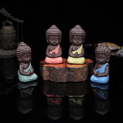 Ceramiczna herbata ozdoby dla zwierząt domowych posąg buddy oświecony Mini figurki mnicha drobny piasek mali mnisi herbata wyposażenie zwierząt domowych