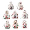 Christmas Gift Bag with Drawstring Reusable Candy Bag for Treats Cookie Goodies Xmas Eve Fruit Storage Bag with Santa Snowman Deer Doll