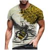 Summer Round Neck Honey Bee 3D Print Top Fashionable Casual Short Sleeved Men's T-shirts