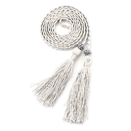 Ethnic Women Braided Knot Tassel Belt Waistband Skinny Thin Waist Rope Strap