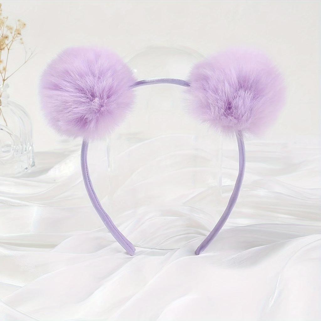 Novel And Cute Candy Colored Pom-Pom Headbands, Faux Rabbit Plush Hair Accessories for Festive Outfits.