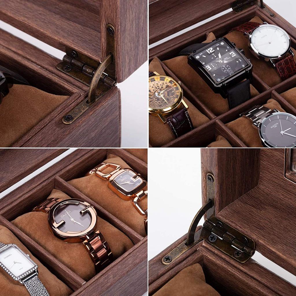 Reodoeer Wood Grain PU Watch Storage Watch Storage Collection Case for 10 Watches Case, Box,