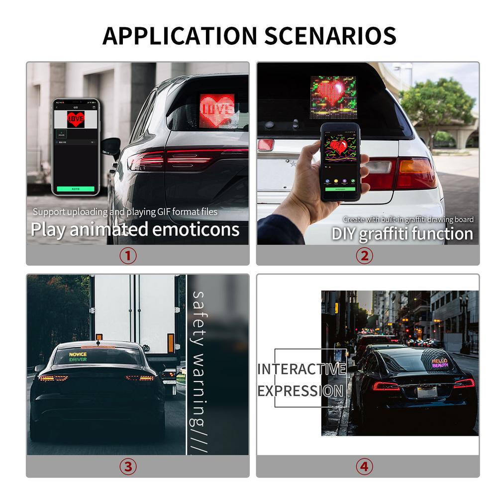 DIY Auto AD Anzeige Bildschirm Auto Bluetooth Stimme Interaktive Bildschirm Auto Heckscheibe Message Board LED Anzeige für IOS Android