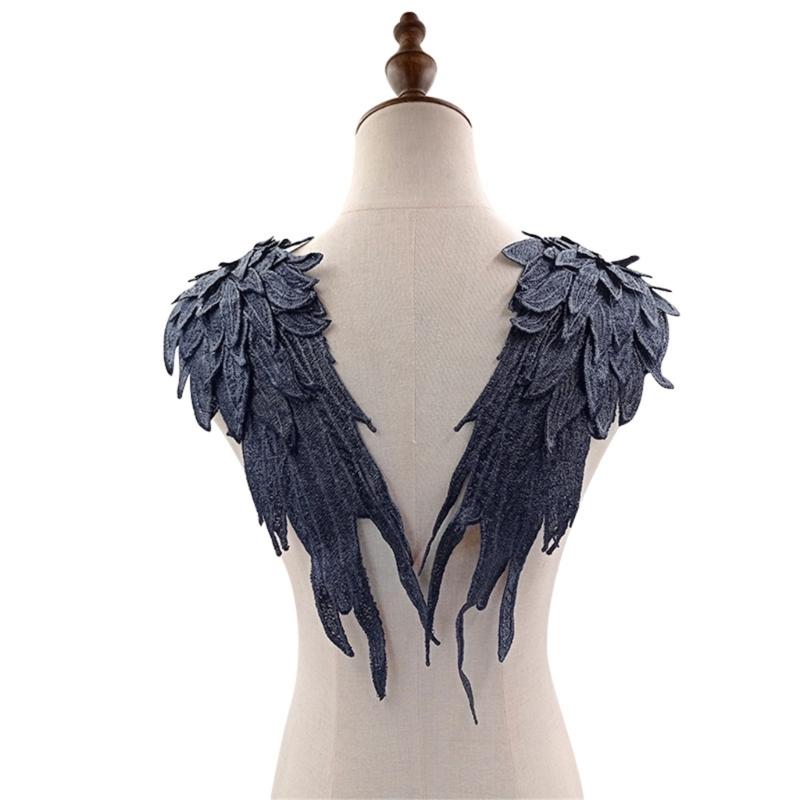 2lots Elegant Angel Wing Fabric Appliques Creative Pattern Patches Bridal Dress for Bridal Attires