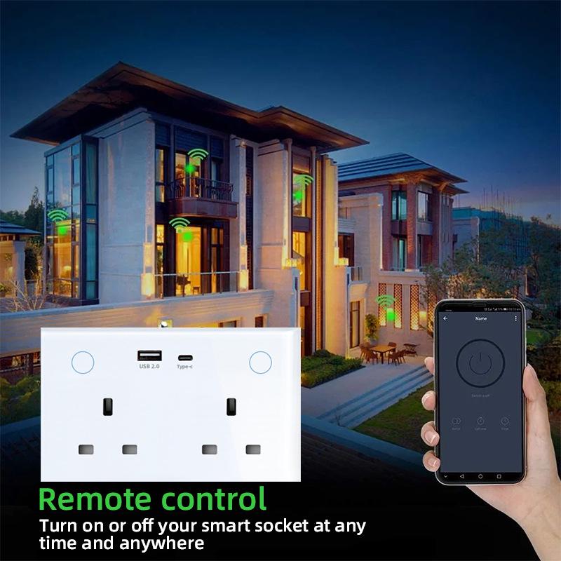 Graffiti Zigbee Smarte Steckdose 147 UK - Schnelles Laden USB+C, Alexa Sprachsteuerung, Gehärtetes Glas