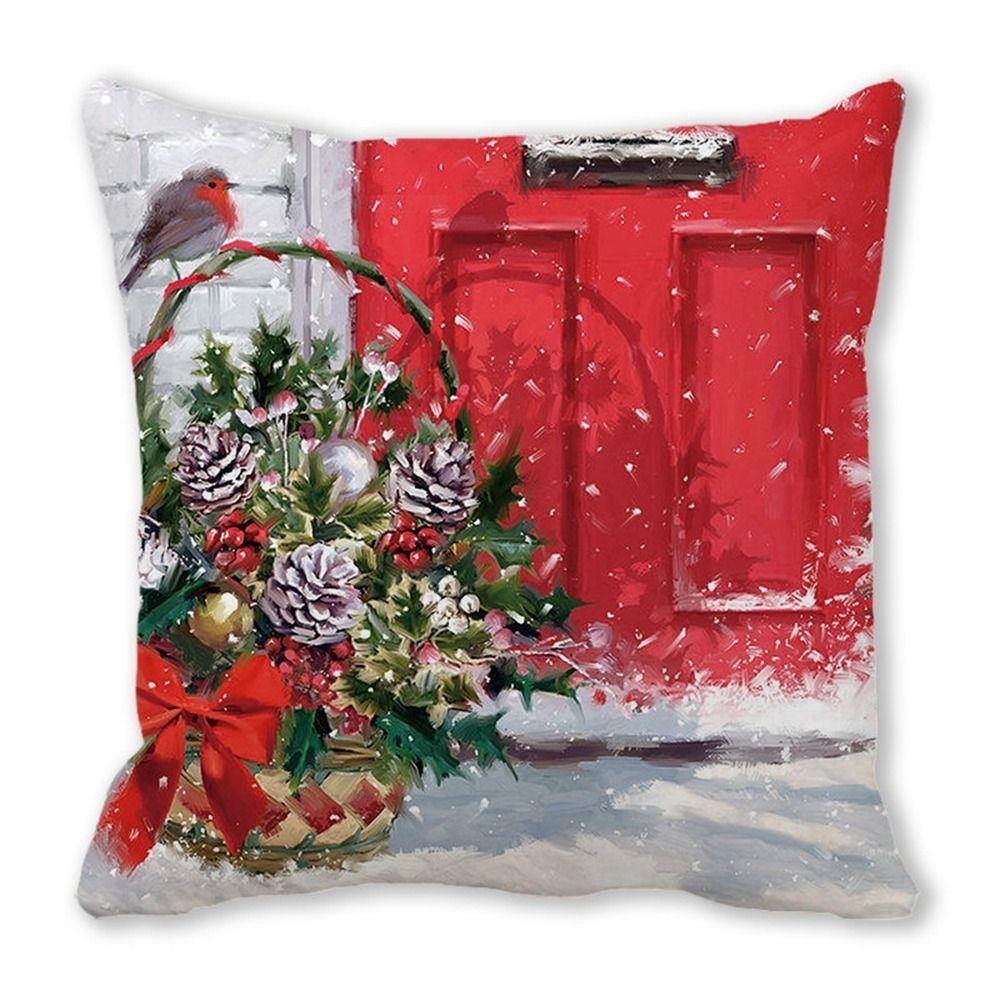 Fashion Peach skin velvet Christmas PillowCase Square Navidad Xmas Cushion Cover Santa Claus Sofa Pillow Cover Christmas