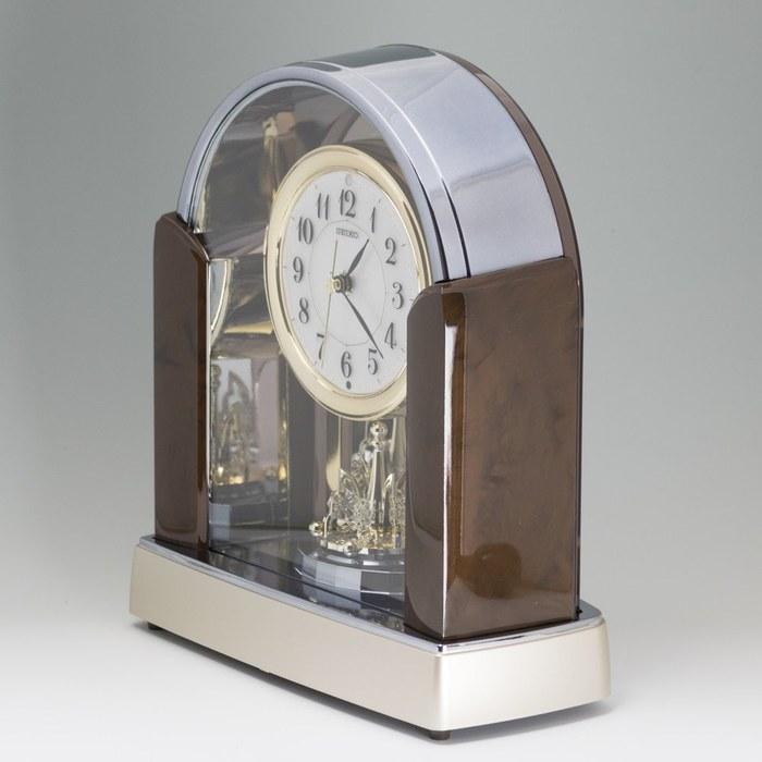 Seiko Clock Table Clock Standard Radio Clock Twin Pa Dark Brown Marble Pattern Gloss Finish BY238B SEIKO 288x250x126mm
