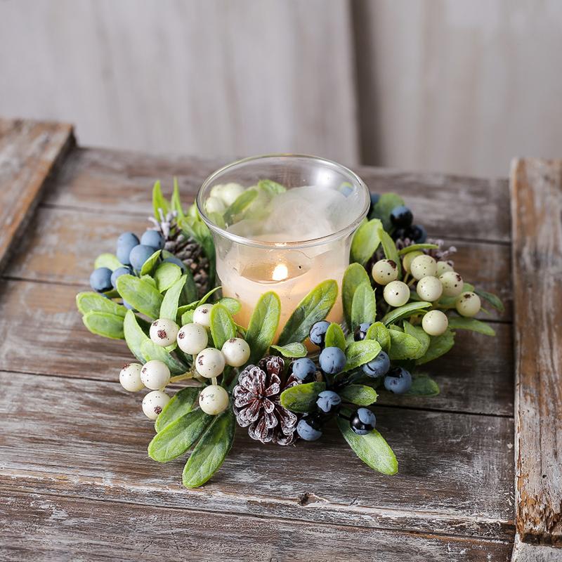 22cm Candle Decoration Cute Mini Wreath Home Decor Simulated Berries Multifunctional Christmas Decor Elegant Christmas