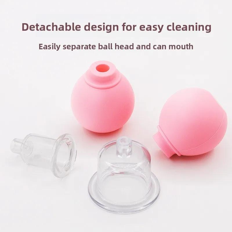 New 4Pcs/set Health Massage Vacuum Cupping Cups Rubber Head Glass Anti Cellulite Massage Chinese Therapy Face Cupping Set Cans