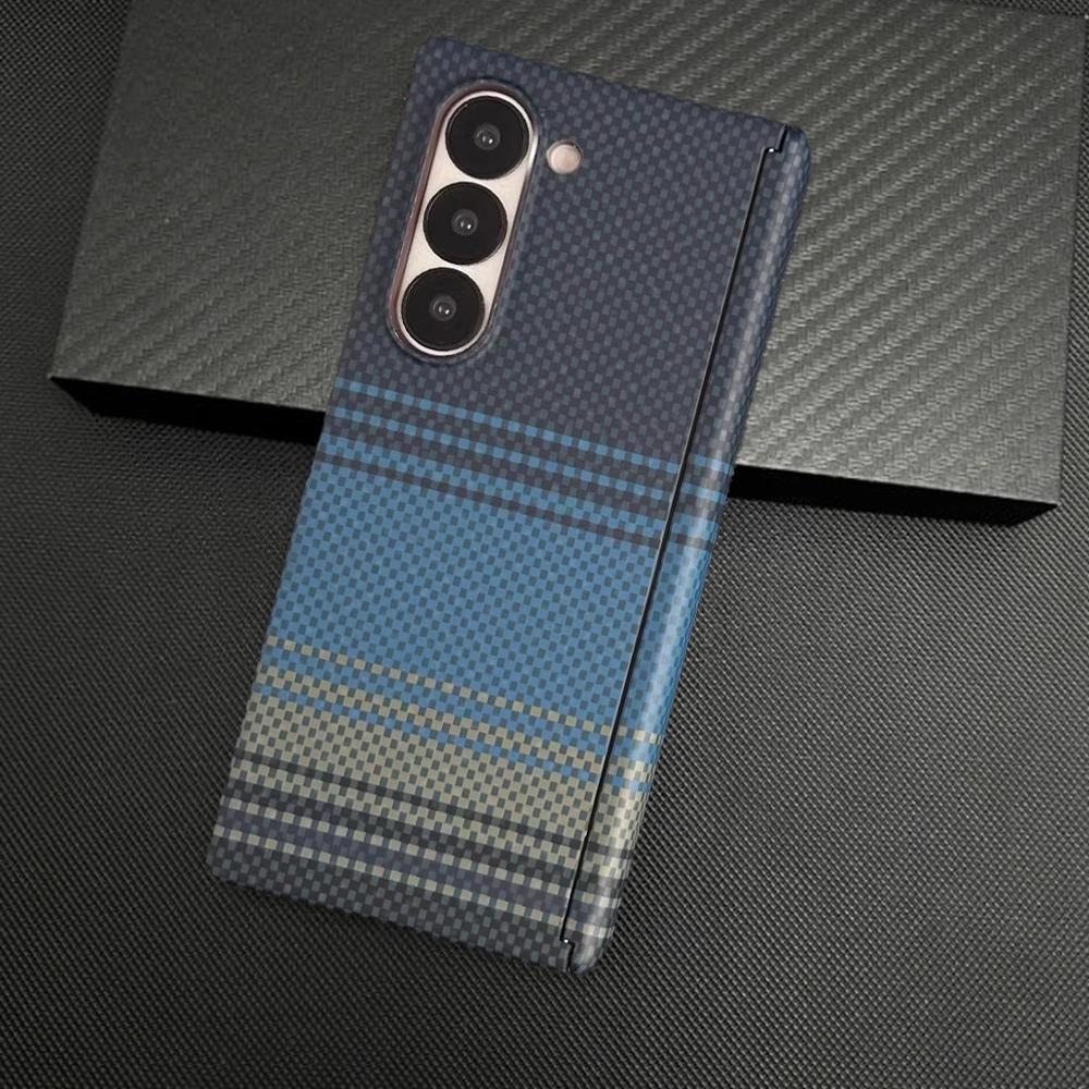 Business Fiber Kevlar Texture Slim Anti-Drop Case For Samsung Galaxy Z Fold 7 6 5 Hidden Magnetic Charging Protector Cover Funda
