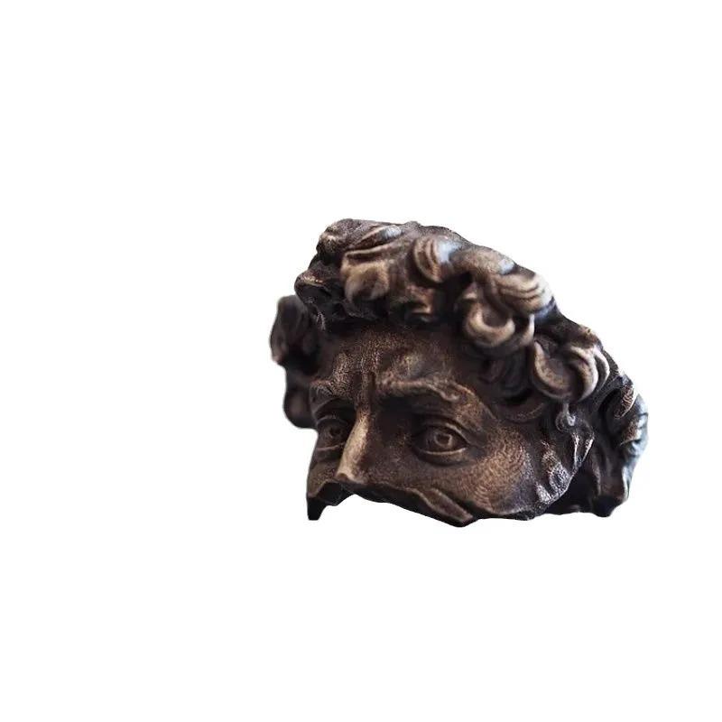 Anillo Ajustable Escultura David Vintage Caras Enmascaradas Místicas Anillo Estilo Gótico para Hombres y Mujeres Joyería Única Inspirada en el Arte Regalo