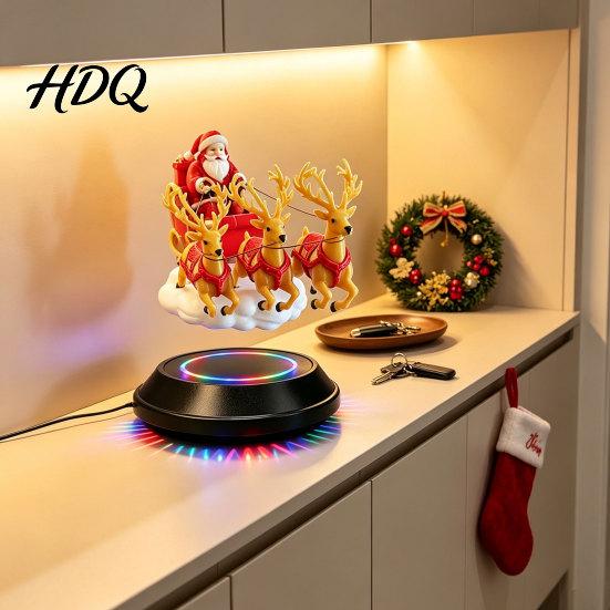 Christmas Home Decor Accessories Floating Santa Sleigh Magnetic Levitation Santa's Flying Sleigh Ornament Tabletop Display for Home