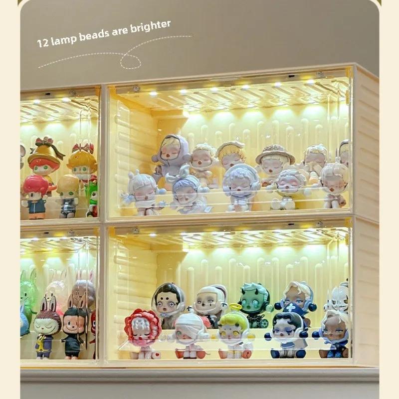 1 Pack Stackable Collectible Display Case With Motion Sensor LED Lights For Action Figures Mini Toys Durable Clear Showcase Box