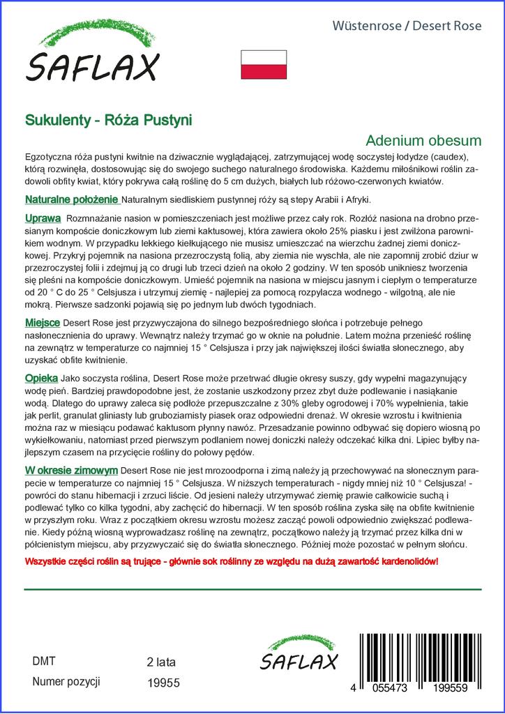 SAFLAX Desert Rose - 8 Seeds - Adenium Obesum