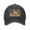 Whimsical Forest Friends Watercolor  New Vintage Washed Cotton Baseball Cap Sun Hats